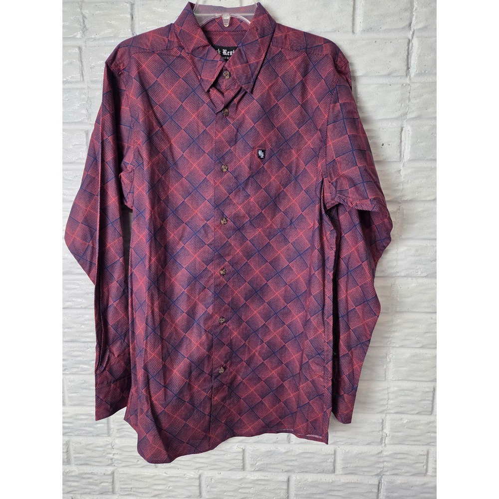 ROCK REVIVAL Men's size Medium button up shirt long sleeve NWT Burgundy & Blue